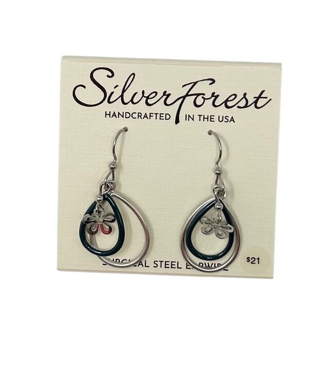 SILVER FOREST Tear in Tear & Flower Earrings
