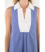 Chloe Contrast Collar V-Neck Striped Dress