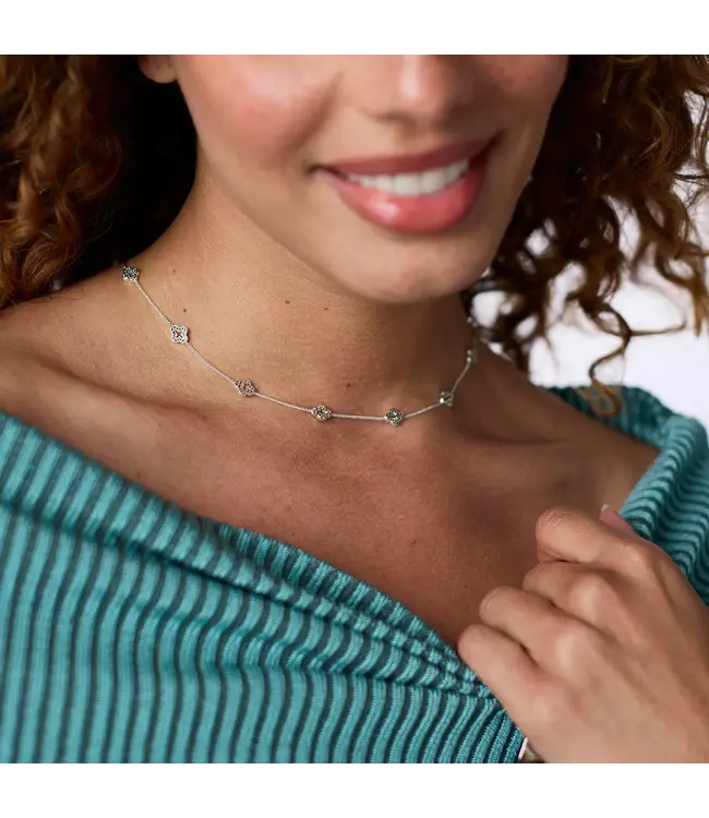 JULIE VOS Florentine Demi Delicate Station Necklace Silver