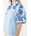 Eliana Embroidered Puff Sleeve Textured Top