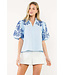 Eliana Embroidered Puff Sleeve Textured Top