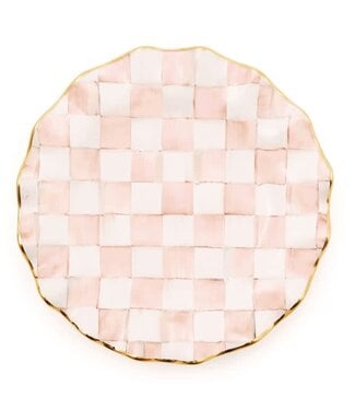 MACKENZIE CHILDS Rosy Check Ceramic Fluted Dinner Plate