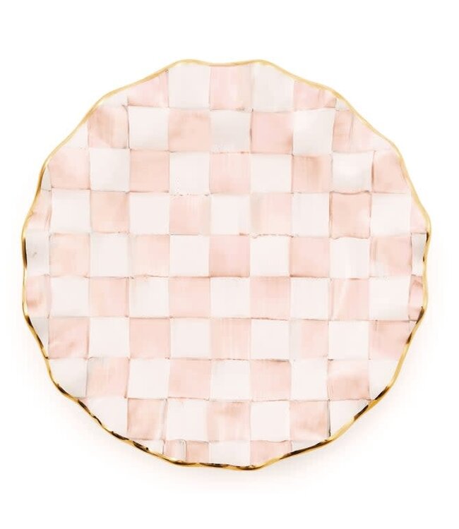MACKENZIE CHILDS Rosy Check Ceramic Fluted Dinner Plate