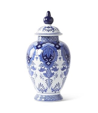 20.5 Inch Ceramic Blue & White Chinoiserie Lidded Ginger Jar