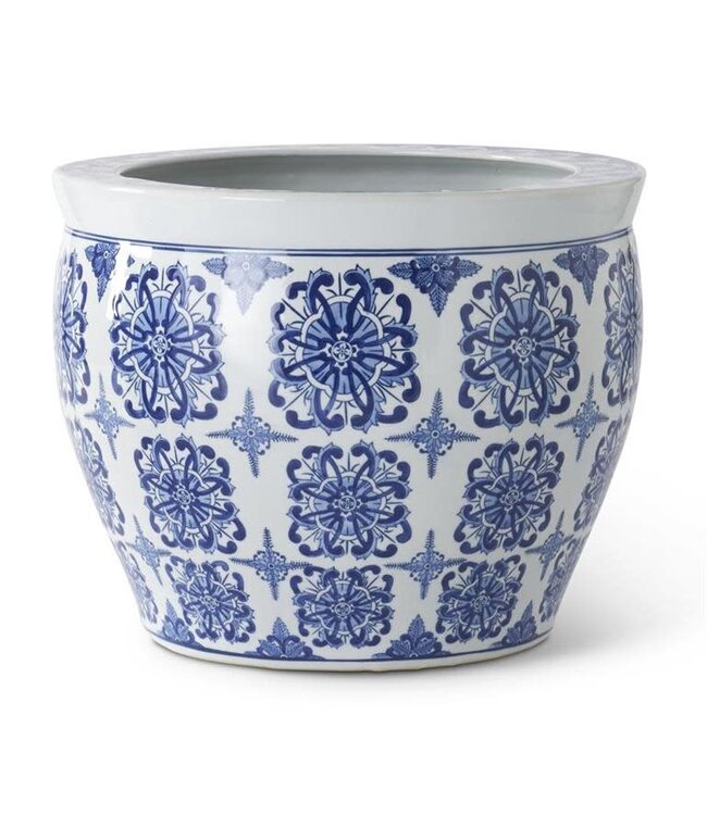 12.75 Inch Blue & White Chinoiserie Pot