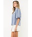Gwen Embroidered V-neck Puff Gingham Top