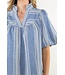 Gwen Embroidered V-neck Puff Gingham Top