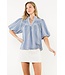 Gwen Embroidered V-neck Puff Gingham Top