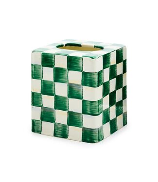 MACKENZIE CHILDS Emerald Check Boutique Tissue Box Cover