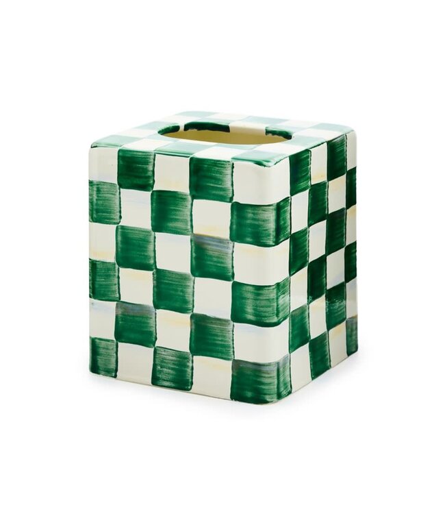 MACKENZIE CHILDS Emerald Check Boutique Tissue Box Cover