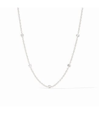 JULIE VOS Celeste Delicate Station Necklace Silver Cubic Zirconia