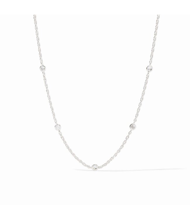 JULIE VOS Celeste Delicate Station Necklace Silver Cubic Zirconia