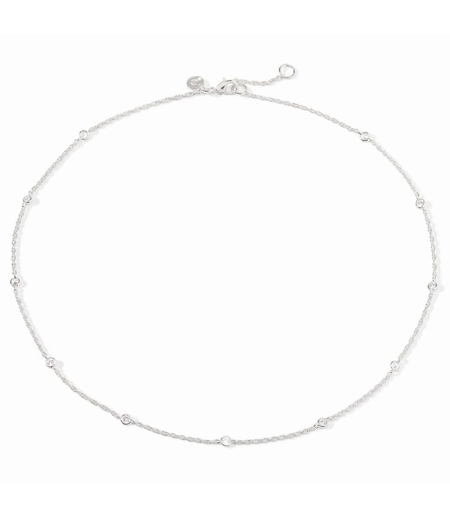 JULIE VOS Celeste Delicate Station Necklace Silver Cubic Zirconia