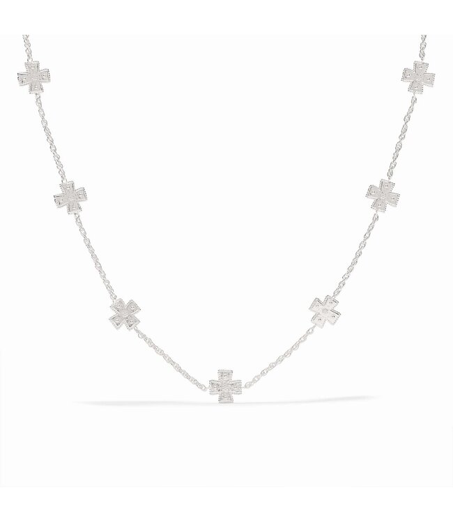 JULIE VOS Canterbury Delicate Station Necklace Silver