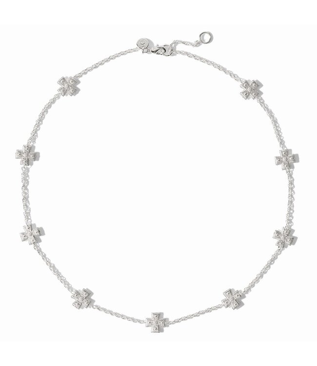 JULIE VOS Canterbury Delicate Station Necklace Silver