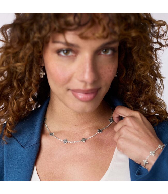 JULIE VOS Canterbury Delicate Station Necklace Silver