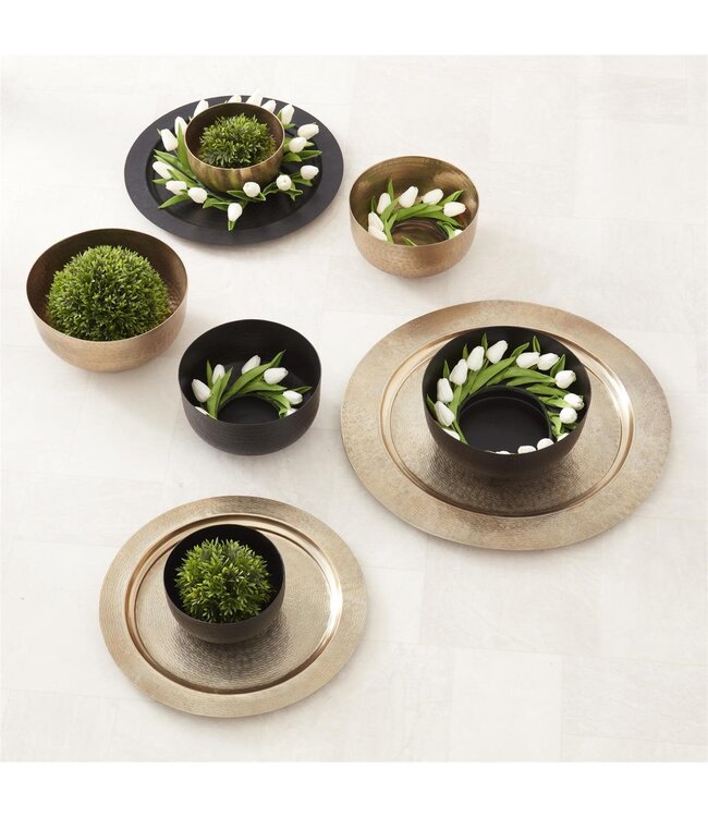 Textured Antiqued Gold Rimmed Tray