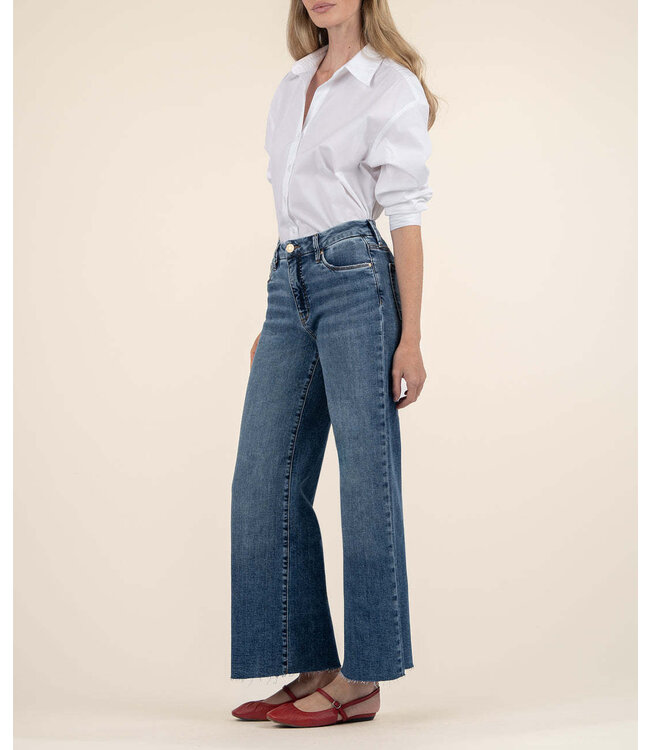 KUT FROM THE KLOTH Meg High Rise Fab Ab Wide Leg Raw Hem