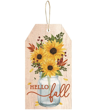 12"H X 6.5"L Hello Fall Tag Sign