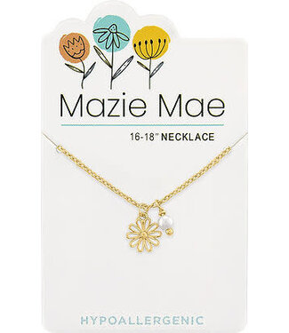 Gold Daisy & Pearl Dangle Mazie Mae Necklace