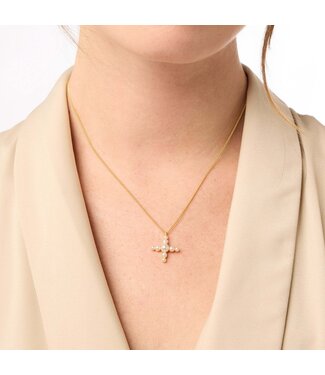 JULIE VOS Gumdrop Cross Delicate Necklace