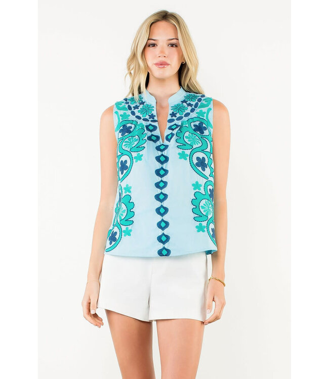 Ellie Sleeveless Embroiled Top
