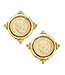 SUSAN SHAW Gold Intaglio Coin Pierced Earrings