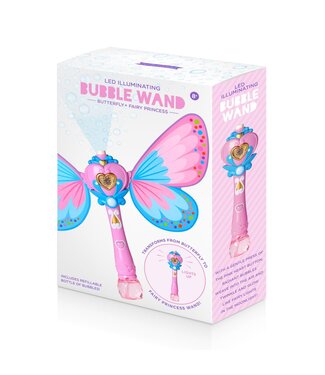 Fairy Butterfly LED Illuminating Bubble Wand Blower  In Gift Box