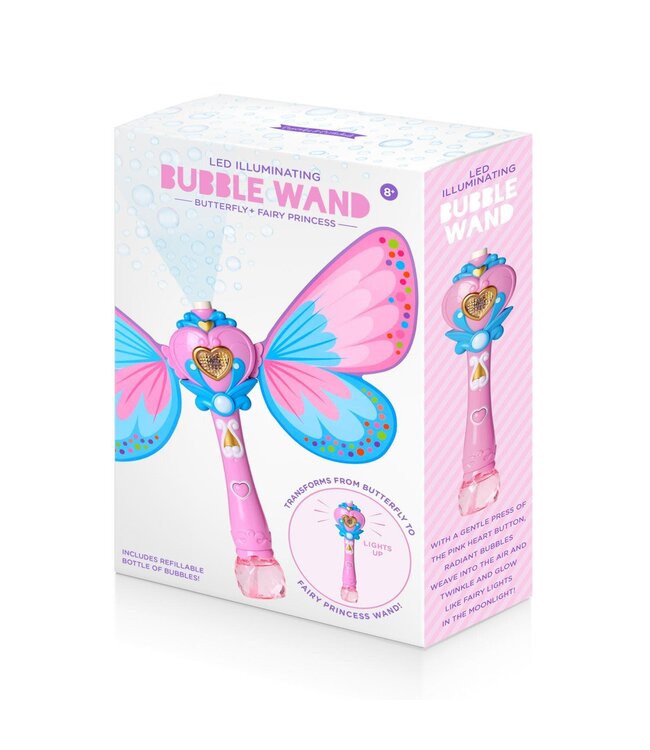 Fairy Butterfly LED Illuminating Bubble Wand Blower  In Gift Box