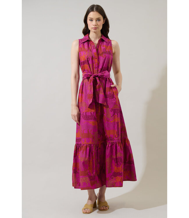 In the Jungle Cileah Collared Maxi Dress