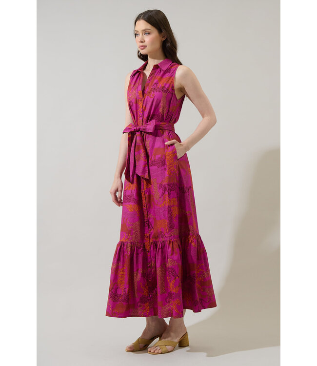 In the Jungle Cileah Collared Maxi Dress