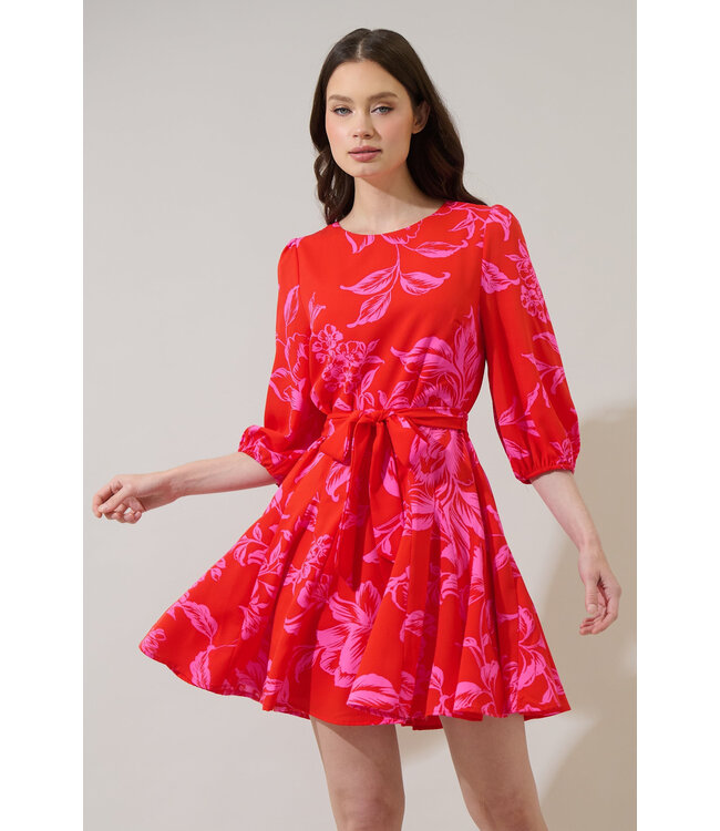 Darline Floral Collins Godet Mini Dress