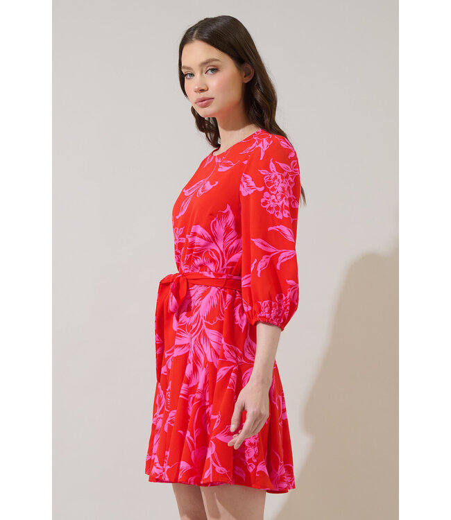 Darline Floral Collins Godet Mini Dress