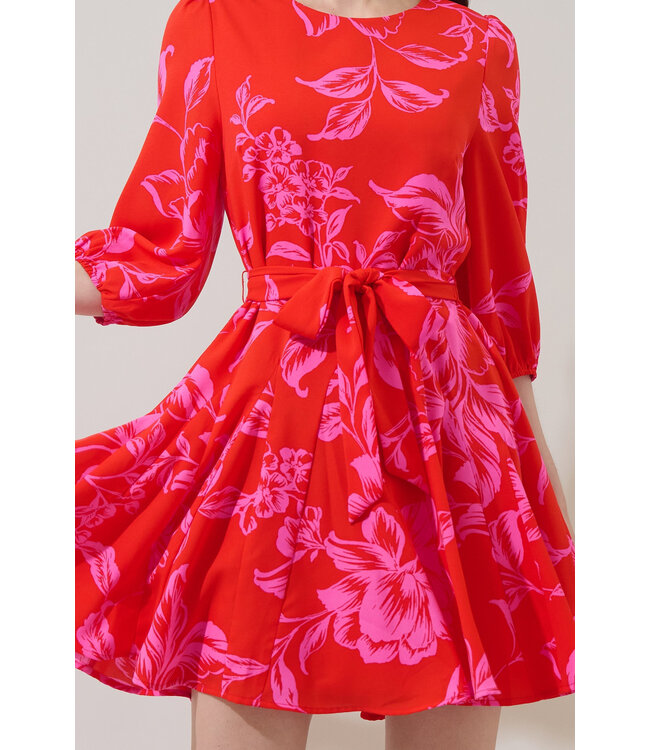 Darline Floral Collins Godet Mini Dress