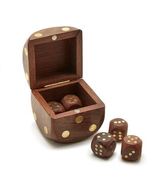 Wood Crafted Dice Box with 6 Dice