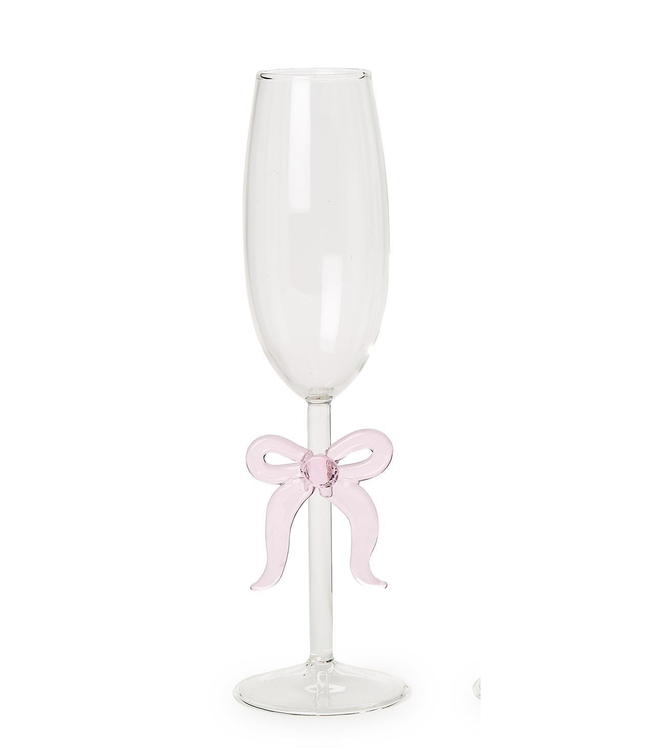 Pink Bow Champagne Glass