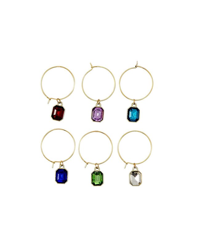 Gems Wine Glass Charm Identifiers in Gift Box - Sold as Set