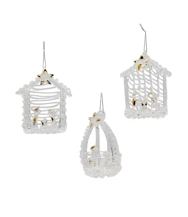 Spun Glass Nativity Ornament Set