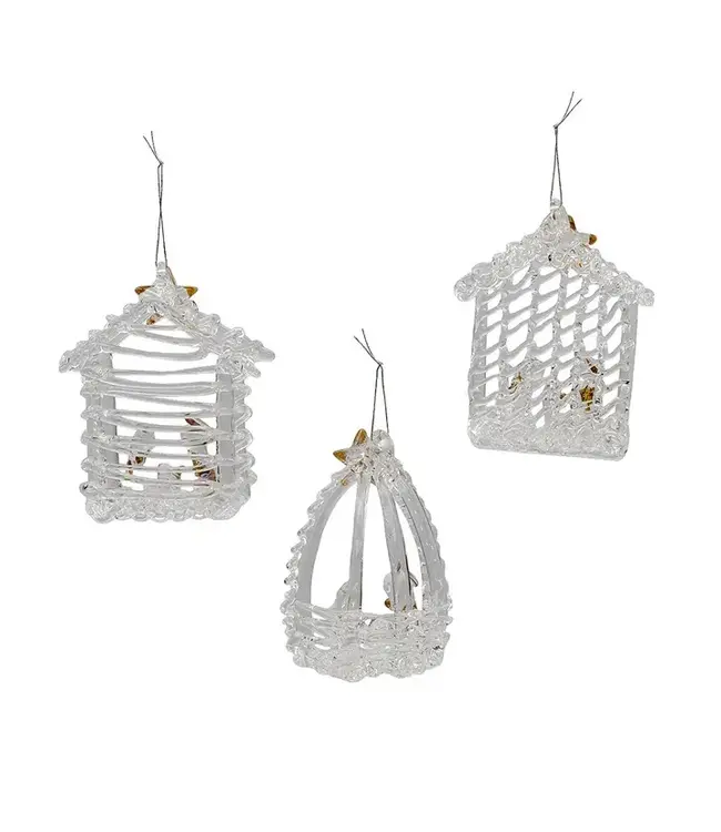 Spun Glass Nativity Ornament Set