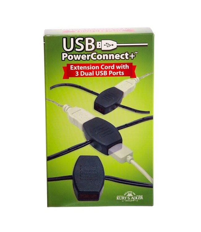 6' USB Power Extension Cord+ With Black Wire and 6 Ports