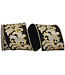 Leaf Filigree Deluxe Gold Outline Wired Edge Ribbon - Black/Silver