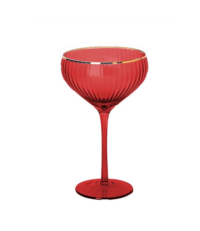 Glass Coupe Ribbed - Red