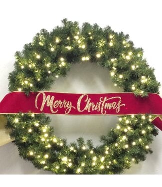 6" X 70" Velvet Glitter Merry Christmas Banner Gold Back, Hot Pink