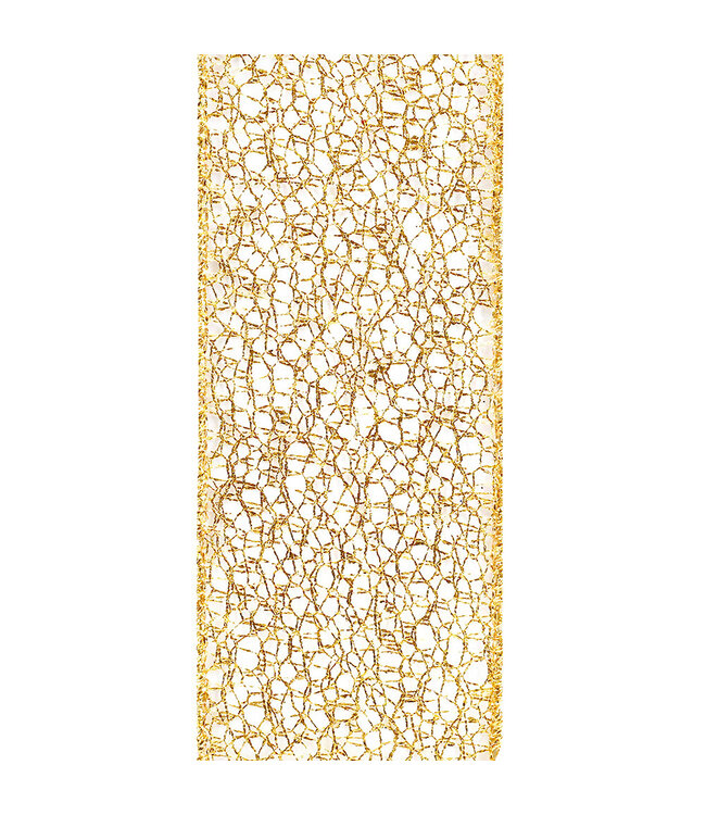 2.5 Inch Web Mesh Metallic Wired Edge Gold Ribbon