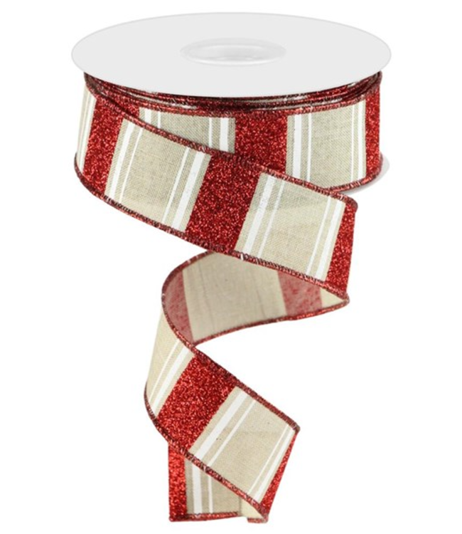 1.5"X10yd Multi Stripe/Bold Glitter Ribbon