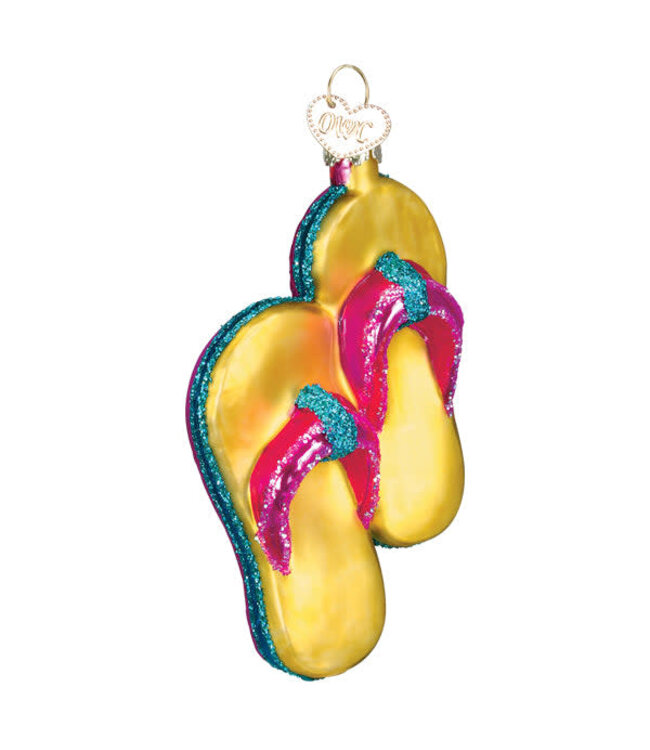 OLD WORLD CHRISTMAS Yellow Flip-flops Ornament