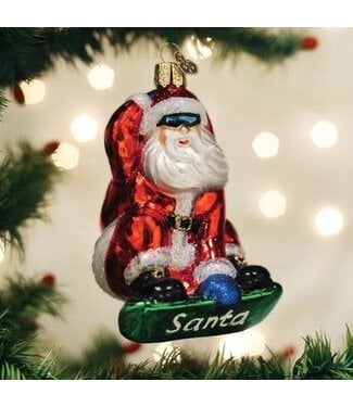 OLD WORLD CHRISTMAS Snowboarding Santa Ornament