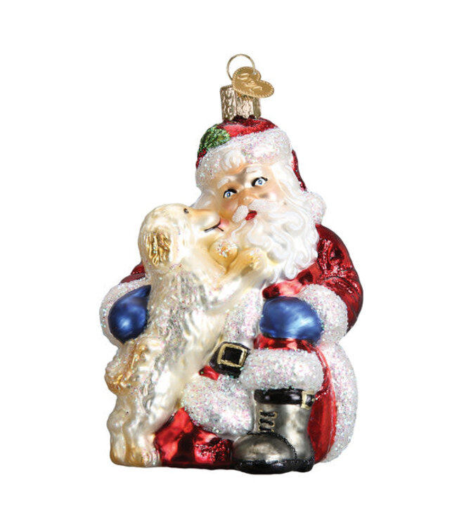 OLD WORLD CHRISTMAS Santa's Puppy Love Ornament