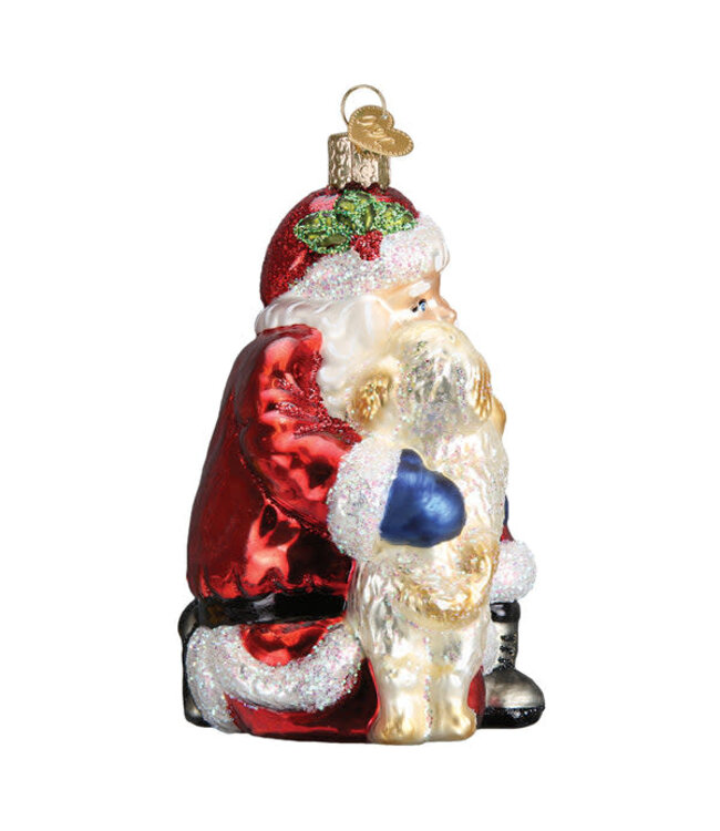OLD WORLD CHRISTMAS Santa's Puppy Love Ornament