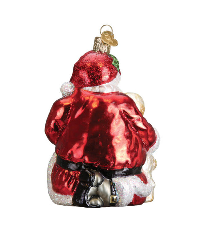 OLD WORLD CHRISTMAS Santa's Puppy Love Ornament